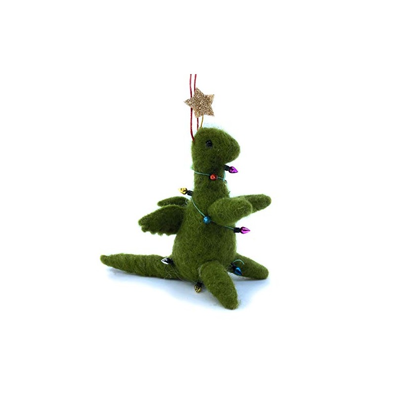 Dinosaur Christmas Tree Ornament, Wool