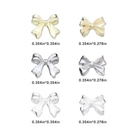 WOKOTO 120 Pcs Gold & Silver Metal Bow Nail Charms, Alloy Nail Bows 3D Golden Silver Bowknots Charms for Nails, Luxury Shiny Bow Tie Nail Gems Jewelry Charms for Acrylic Nails DIY Accessories