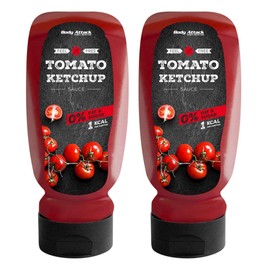 Body Attack Grill Sauce Ketchup 2x 320ml / 2x 32 Portionen, vegane kalorienarme Sauce, wenig Fett & Zucker, laktosefrei, ideal zum Grillen, perfekt für jede Diätphase, Made in Germany