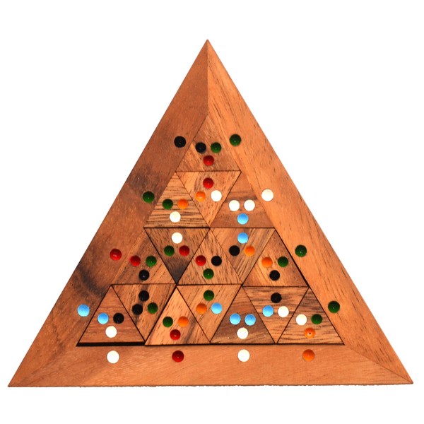 Triangle colour match colour puzzle with triangular wooden parts and