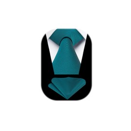 Enlision Teal Ties for Men Classic Tie and Pocket Square Set Formal Business Office Plain Necktie Handkerchief