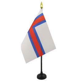 AZ FLAG FAROE ISLANDS TABLE FLAG 4'' x 6'' - DENMARK - FAROESE DESK FLAG 15 x 10 cm - golden spear top