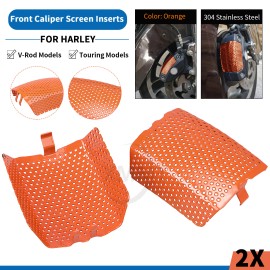 Unbranded Orange Front Caliper Screen Inserts For Harley Touring Electra Road Street Glide