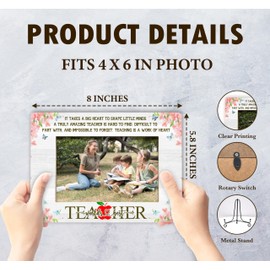 QUDNCR Teacher Wooden Picture Frame Gifts, World's Best Teacher Photo Frame, Appreciation Gifts for Birthday Teacher's Day Christmas, 4x6 Inch Photo Frame For Home -22