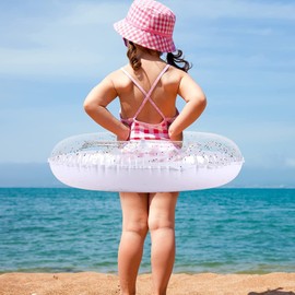 Inflatable Unicorn Air Mattress with Glitter Pool Float Swimming Raft Beach Swimming Pool Toy Swimming Seat for Children and Adults (70)