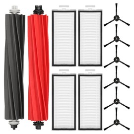 Replacement Parts Fit For Roborock Q5 Pro/ Pro+(Plus) / Max+(Plus)/ DuoRoller+(Plus), Q8 Max/ Max+(Plus) Robot Vacuum Cleaner Accessories Kits. Dual Main Roller Brush, Washable Filter, Side Brush