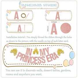 Banner In My Princess Era en mi era de cumpleaños, bandera de princesa feliz cumpleaños, suministros de decoración para fiesta de cumpleaños, oro rosa