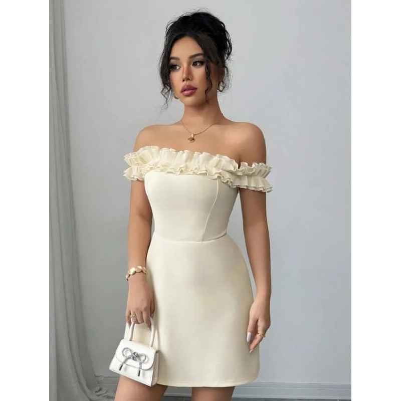Vestidos De Fiesta Cortos De Encaje Sin Tirantes Para Mujer