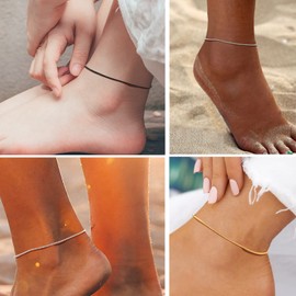 Prosteel Gold Anklets for Women Girls Metal Herringbone Chain Ankle Bracelet Jewelry