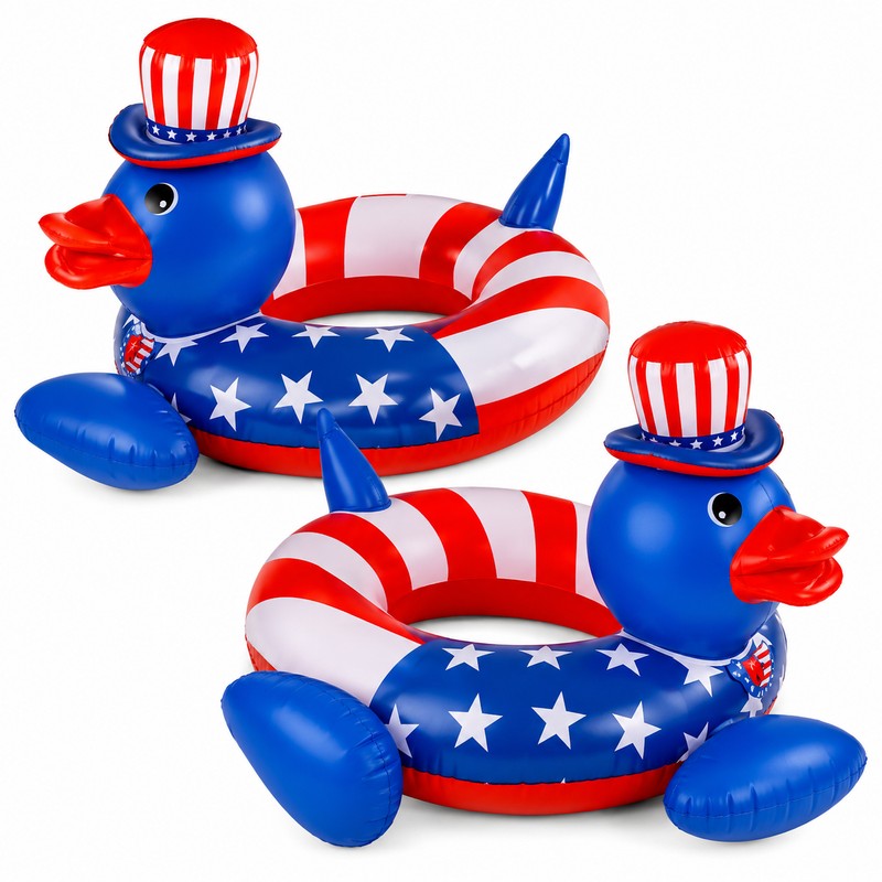 2-Pack Patriotic Duck Pool Floats for Summer Fun – Red