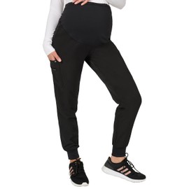 Evolution Scrubs Women's 4-Way Stretch Maternity Jogger Pant, Black, X-Small