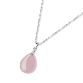 GAVU Teardrop Crystal Rose Quartz Pendant Necklace for Women