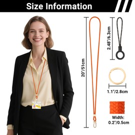 Segus Orange Lanyard, Pack of 3 Lanyards for Hanging, Lanyards with Carabiner Hook, Round Lanyard for ID Holder, Wallet, Sports Whistles