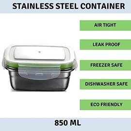 Femora Lunch Box High Steel Rectangle Container with Lock Lid Lunch Box Airtight Leakproof Unbreakable Storage Container Lunch Box