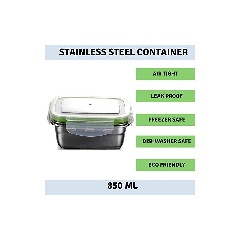 Femora Lunch Box High Steel Rectangle Container with Lock Lid