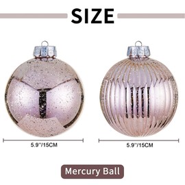 Large Christmas Ball Ornaments 6-inch,Rose Gold Oversized Shatterproof Plastic Decorative Hanging Mercury Ornaments Ball for Xmas Holiday Party Decorations Set of 2 (6.0" (2pcs), Rose Gold)