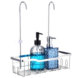 Dimeho Hanging Shower Organizer, No Drilling Showers Caddy Hanging Stainless Steel Shower Rack with Hooks Showers Caddy Rustproof Over the Door for Bathroom Towels Sponge