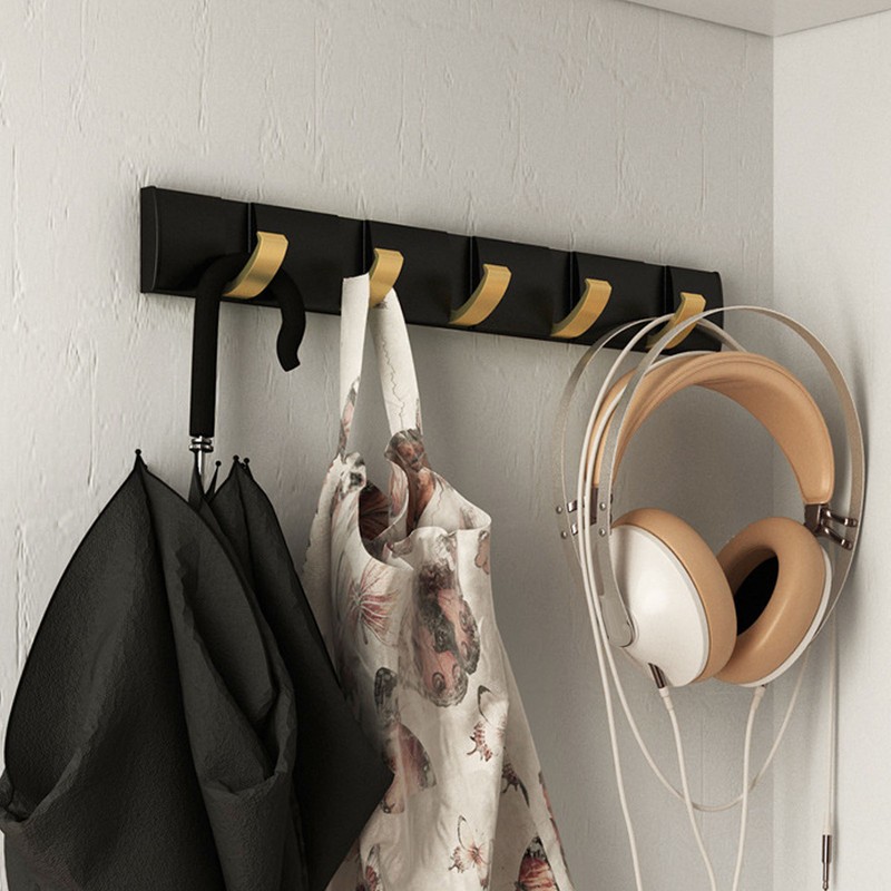 Thickened Invisible Hook 5 Hook Wall Mounted Coat Rack Folding