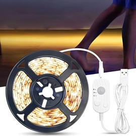 Tira de Luces Led, 3M Luz Led Regulable con Sensor de Movimiento, 180 LED, 3500K Brillo Ajustable para Cocina, Recámara, Sala de Estar, Dormitorio (Blanco Calido)