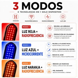 V1 - Dispositivo de Belleza Facial con Tecnología de Radiofrecuencia, EMS Dinámico y Terapia de Luz LED (Rojo, Amarillo, Azul) para Reafirmar la Piel, Reducir Arrugas y Combatir el Acné