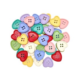 CANDEOLA 40-Pcs 7/8" Heart Resin Buttons | Bulk Assorted Colorful Buttons for Sewing Clothing Knitting Crafts Decoration (23mm, 8 Colors, 5 Pcs/Color)