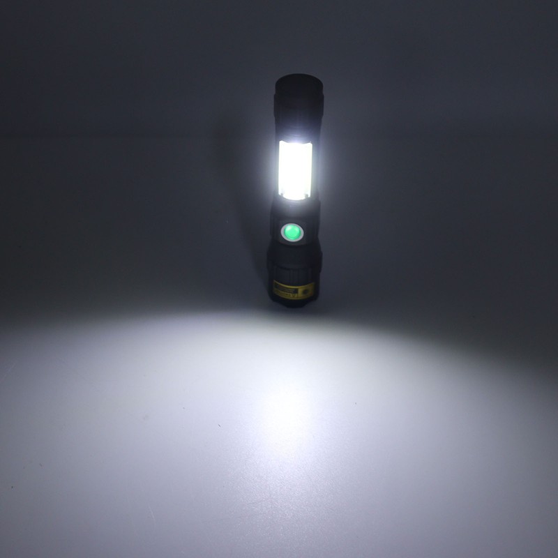 LED Flashlight USB Magnetic Charging 7 Gears Zoomable Black Light