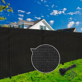 KANAGAWA 4ft x 50ft Privacy Screen Fence, 90% Blockage Heavy Duty 175 GSM Fencing Mesh Net Cover for Outdoor Wall Garden Yard Backyard 80 Cable Zip Ties Included Black