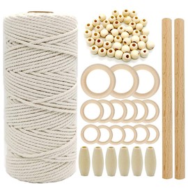 suo long Mamcrame Kit for Beginners Adults, Macrame Starter Kit Macrame Cord 3mm with Wooden Beads Sticks, Macrame Rings,Macrame Wall Hanging Kit Macrame Plant Hanger Kit with Instructions