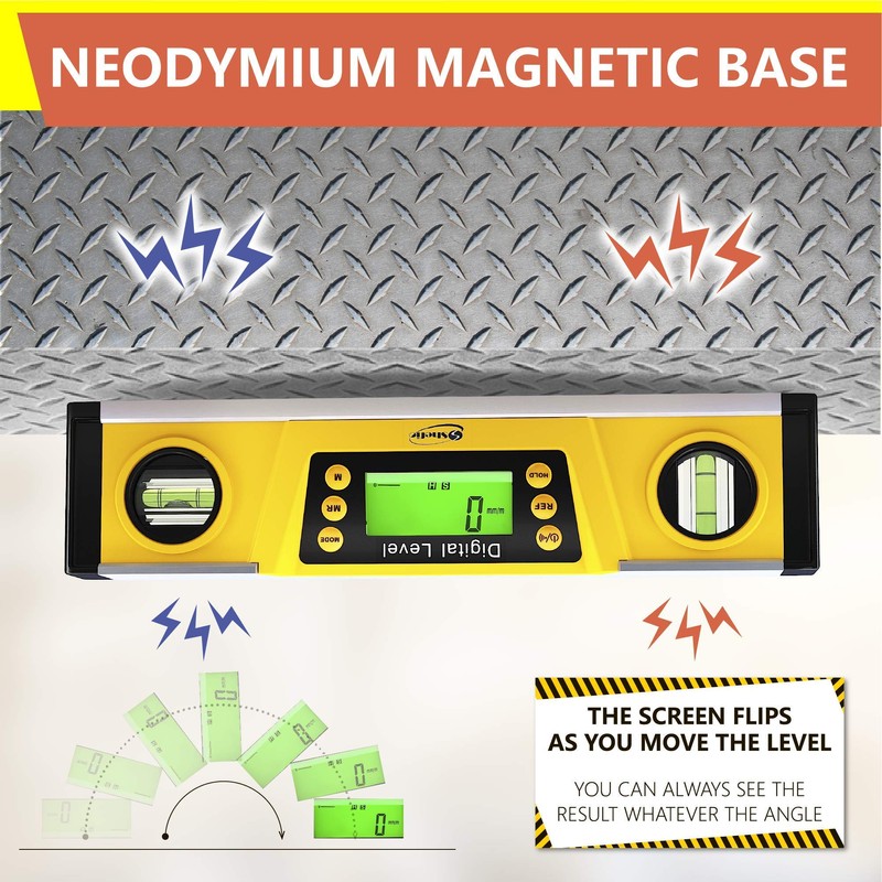 Shefio Digital Level - 10 Inch Torpedo Level And Protractor,