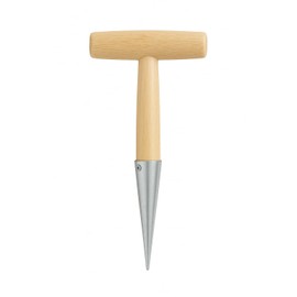 Stainless Steel Planting Wood with Wooden Handle, 28 cm, Dibber Garden Tool for Setting Seeds, Seedlings & Flowers, Hand Dibber for Vegetable Bed, Balcony, Raised Bed, Ergonomic Garden Tool