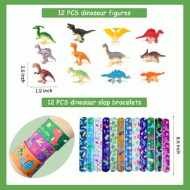 XIPEGPA 132 PCS Dinosaur Party Favors with Dinosaur Themed Eggs Dinos Slap Bracelets Keychains Rings Stickers for Kids Birthday Party Supplies Classroom Prizes Box Gift Goodie Bag Fillers