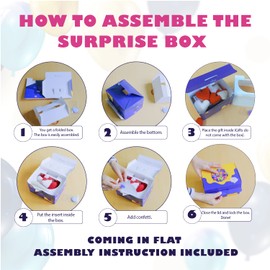 FETTIPOP Gift Box DIY (Premium Purple), Gift Box Exploding Confetti - Happy Birthday, Surprise Prank Box Pop Up 7.2x5.5x4.3 in.