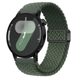 XMUXI 20mm Compatible with Galaxy Watch 7 Magnetic Band Nylon Braided Strap Galaxy Watch 6 5 4 Strap 44mm 40mm/Galaxy Watch 5 Pro/Watch 6 Classic Solo Loop GTS 4 Vivoactive 5 (Olive Green)