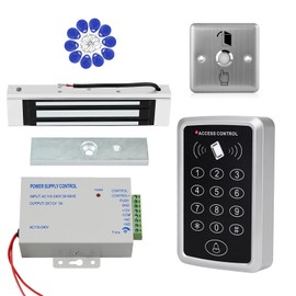 XYBkey Security Access Control System kit Card Swipe, keypad Door Lock, 1000 User Capacity, smart Door Opener, 180kg /350LBs Magnetic Electric Lock, Stainless Steel exit Button, 125KHz ID Key Clip