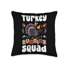 Turkey Trot Running Squad Thanksgiving Throw Pillow