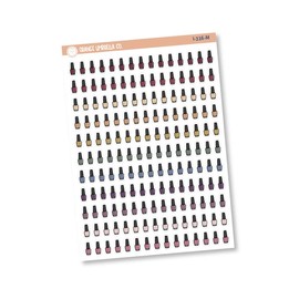 Nail Polish Bottle Icon Planner Stickers, Icon Nail Polish Labels, Color Print Planner Stickers (I-316-M)