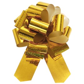 Unifizz 10pcs 6 Inch Pull Bow Metallic Gift Bows with Glitter Ribbon for Wedding Baskets Presents Christmas Gift Wrapping Gold