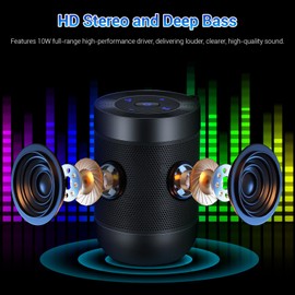 ZYMY Small Bluetooth Speaker with Wireless Stereo Pairing & Punchy Bass | IP65 Waterproof, Bluetooth 5.3, 7H Playtime | Portable Mini Speake for Gardens, Camping, Shower (Black)