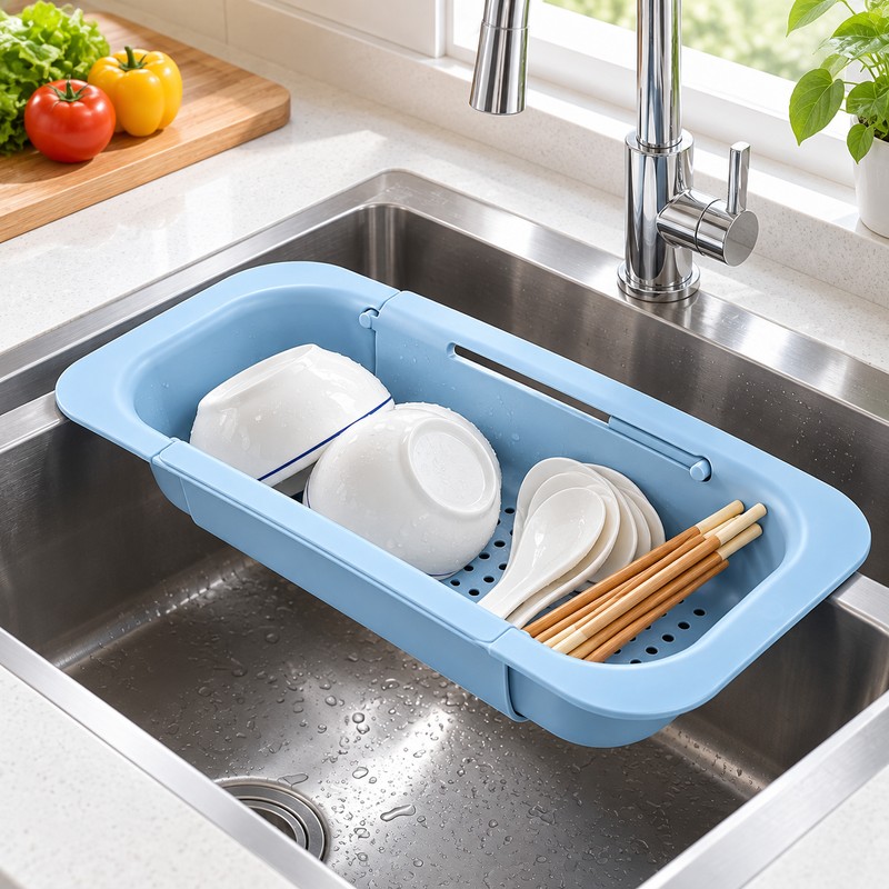 Expandable Sink Colander for Washing & Draining – Adjustable Strainer