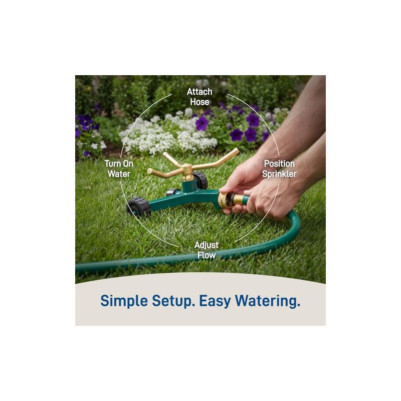 Orbit 3-Arm Metal Sprinkler with Wheel Base for Lawns