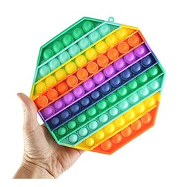 Curious Minds Busy Bags 1 Rainbow Large 8" Bubble Pop Game - Silicone Push Poke Bubble Wrap Fidget Toy - Bubble Popper Sensory Stress Toy (1 Octagon)