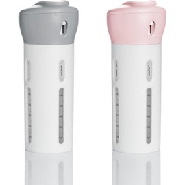 THJOPOKEEL - Dispensador de Viaje 4 en 1, Contenedores de Viaje a Prueba de Fugas, Botellas de Viaje de Gel de Baño Reutilizables, Cuidado de La Piel, Champú, Gel, Lociones (Rosa + Gris)