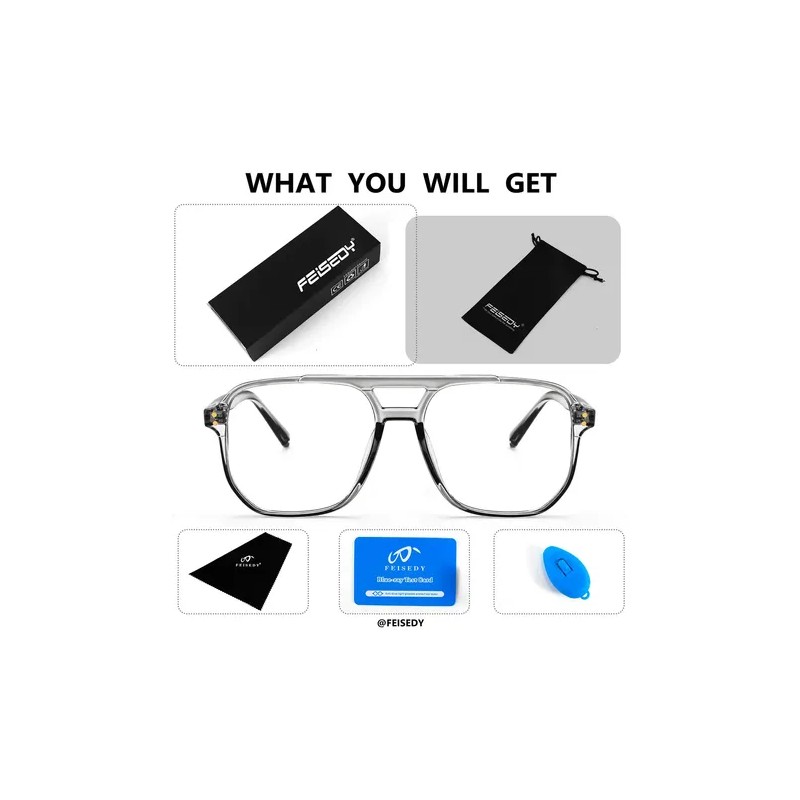 Feisedy Gafas De Bloqueo De Luz Azul Cuadradas Estilo Piloto