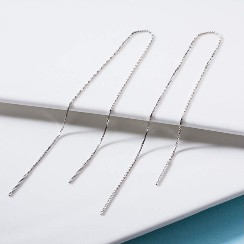 925 Silver Earring Bar Tassel Threader Pull Through Chain Dangle