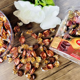 Wellmade Chocolate Caramel Toffee Candy Chews | Soft Creamy Sweet Toffee Candies, Individually Foil Wrapped Pieces for Freshness (Bulk 35.27 oz Tub)