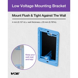 VCE Low Voltage Mounting Bracket Single Gang Wall Plate, Flush Low Voltage Box for Network, HDMI, Coaxial, Speaker, Telephone Cables, Blue, 5 Pack