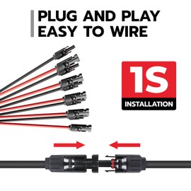 HCOVTXR 1 Pair Solar Connectors Y Branch, 2 to 10 Solar Parallel Connector for 2-5 Solar Panels,12AWG-10AWG Solar Connector Kit