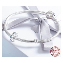 Jewellbox - Blue Eye Silver Spacer Charm Bead Set of 2 - Women's Charms for Bracelets S925 Gift for Her, Silver