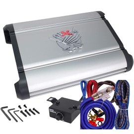 SoundXtreme Audio System ST5000.1 Monoblock Car Amplifier - 5000 Watt Amp, 1/2/4 Ohm Stable, Class A/B, Mosfet Power Supply, Remote Subwoofer Control, Subwoofer Amplifier w/Blue Amplifier Kit Bundle