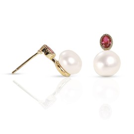 MUFANYOYO Pearl Earrings for Women 18K Gold Plated/925 Sterling Silve, 6-9mm, Hypoallergenic, Ideal for Weddings, Anniversaries, Birthdays, with Gift Box (18K gold plated)